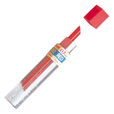 Czerwone wkłady do ołówka automatycznego, 12 x 0.7 mm