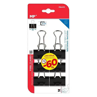 Klipsy do papieru 32 mm, zestaw 6 sztuk