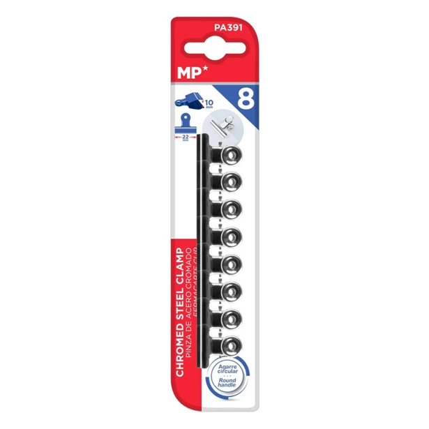 Klipsy do papieru srebrne 22 mm, zestaw 8 sztuk