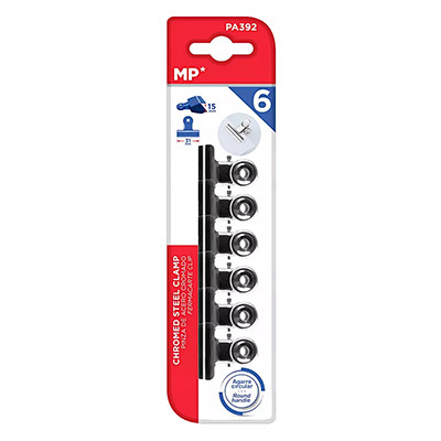 Klipsy do papieru srebrne 31 mm, zestaw 6 sztuk