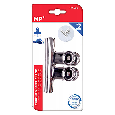 Klipsy do papieru srebrne 75 mm, zestaw 2 sztuk