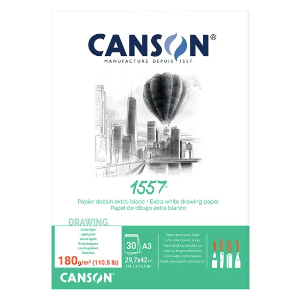 Blok rysunkowy Canson 1557, 30 kartek A3, 180g