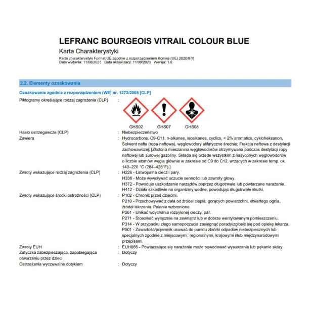 025 Blue, Vitrail Lefranc &amp; Bourgeois