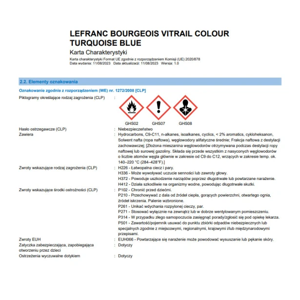 050 Turquoise blue, Vitrail Lefranc &amp; Bourgeois
