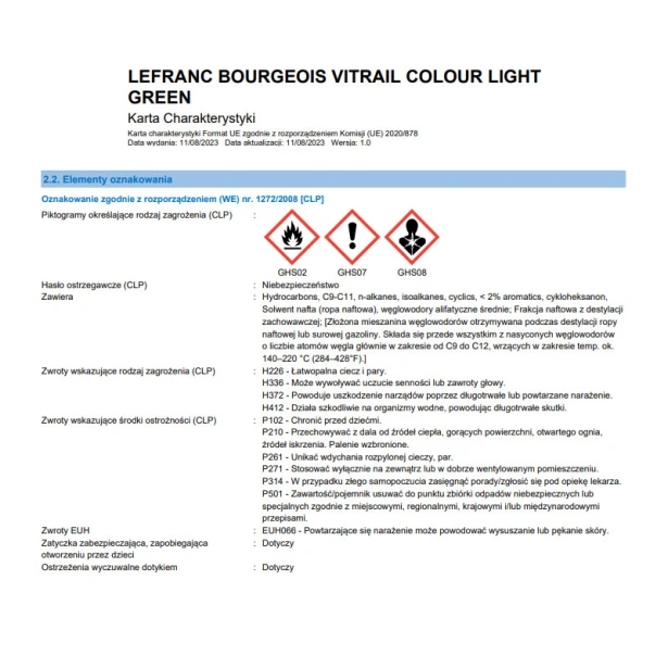 556 Light green, Vitrail Lefranc &amp; Bourgeois