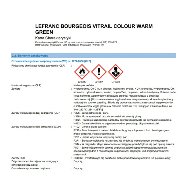 534 Warm green, Vitrail Lefranc &amp; Bourgeois