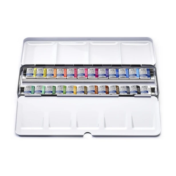 Farby akwarelowe Cotman w kostkach, Metal sketchers box, 24kol