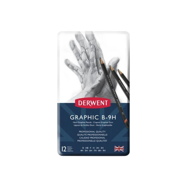 Ołówki rysunkowe Graphic Hard, Derwent, 12 sztuk