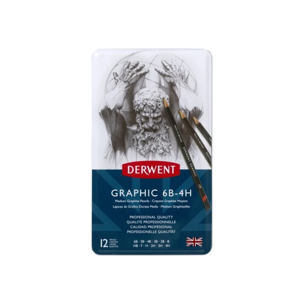 Ołówki rysunkowe Graphic Medium, Derwent, 12 sztuk