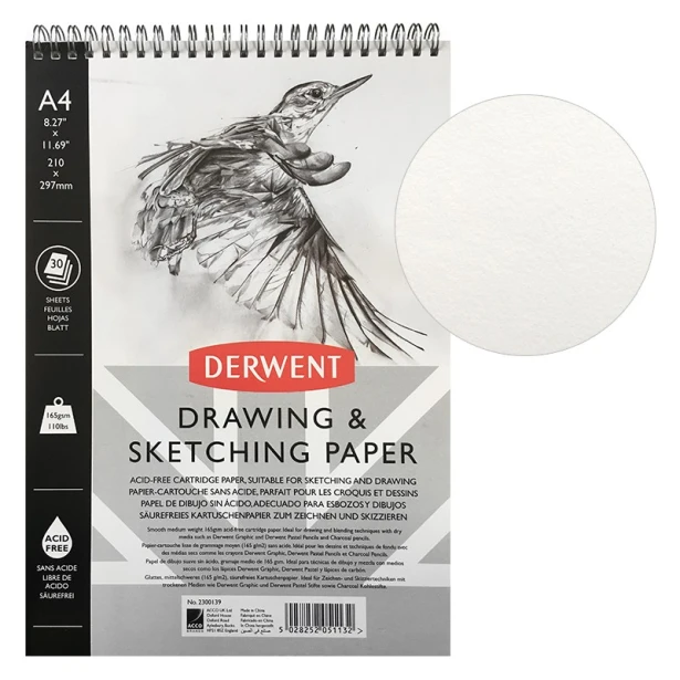 Szkicownik na spirali Derwent, 30 kartek A4, 165 g