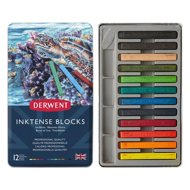 Tusz w sztabach Inktense Blocks, Derwent, 12 kolorów