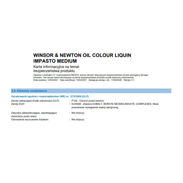 Liquin impasto W&amp;N, medium szybkoschnące do farb olejnych 60ml