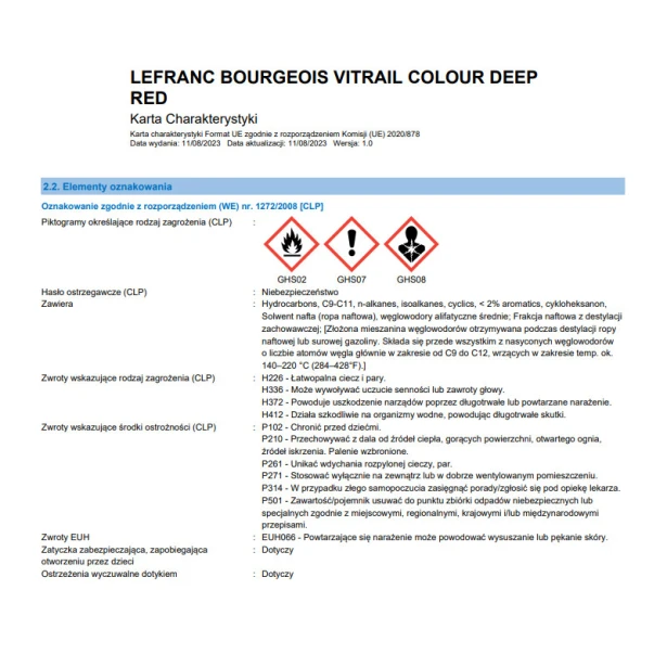 466 Deep red, Vitrail Lefranc &amp; Bourgeois
