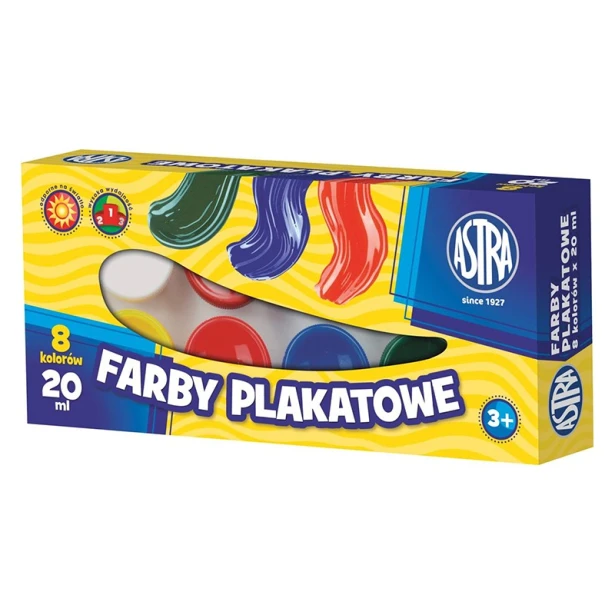 Farby plakatowe Astra, zestaw 8 x 20ml