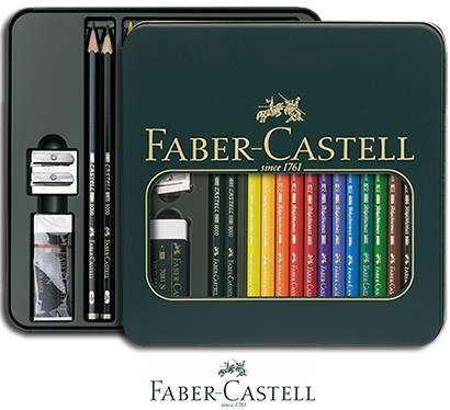 Polychromos &amp; Castell 9000, zestaw rysunkowy Faber-Castell, 16el
