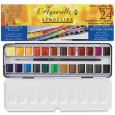 Farby akwarelowe w półkostkach L'Aquarelle, Sennelier, Metal 24