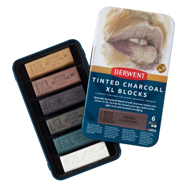 Węgiel barwiony Tinted Charcoal XL Blocks, Derwent, 6 kol.