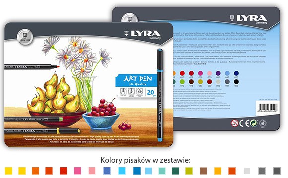 Pisaki artystyczne Art Pen, Lyra, zestaw 20 kolorów