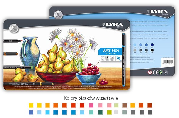 Pisaki artystyczne Art Pen, Lyra, zestaw 30 kolorów