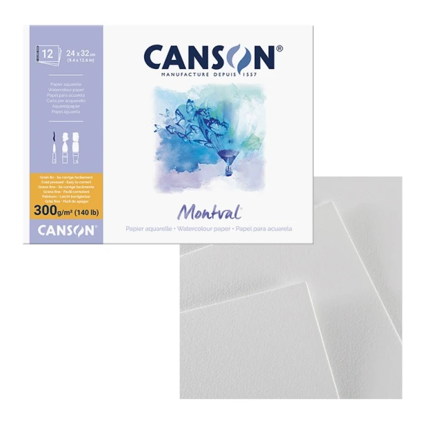 Montval, blok akwarelowy Canson, 24 x 32cm, 12 ark. 300g