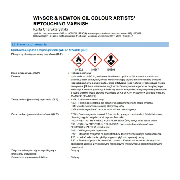 Werniks retuszerski do farb olejnych, Winsor&amp;Newton, 500 ml