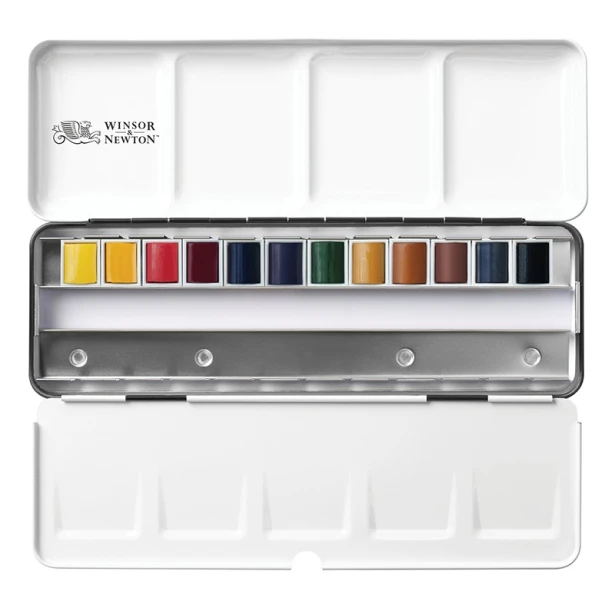 Akwarele Professional Black Box - półkostki, Winsor&amp;Newton 12kol