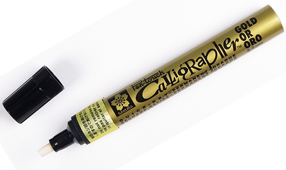 Gold - medium, pisak Pen Touch Calligrapher, Sakura, 5mm