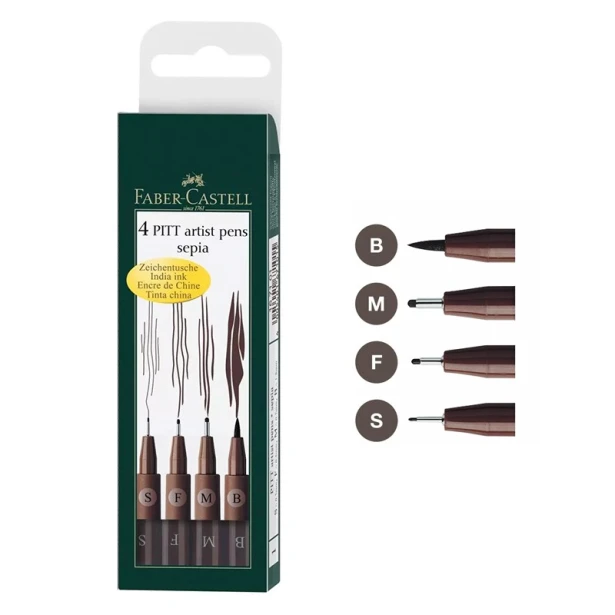 Set of 4 - sepia, Pitt Faber Castell, 4 sztuki