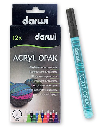 Pisaki Darwi Acryl Opak 1mm, zestaw 12 kol.