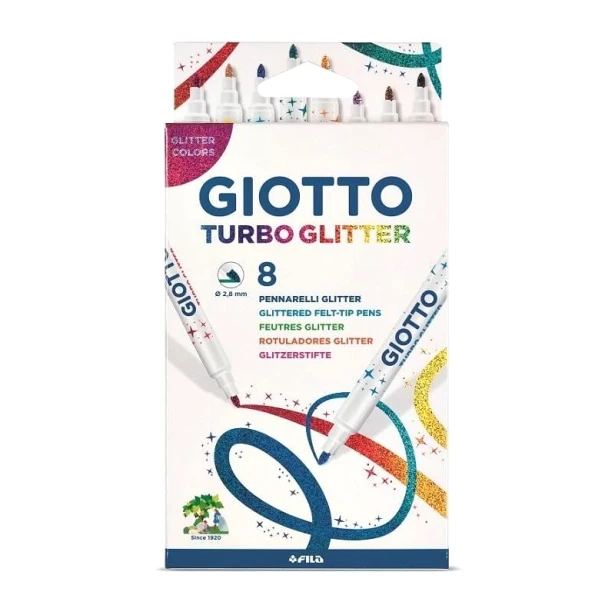Pisaki metaliczne Giotto Turbo Glitter, 8 kol.