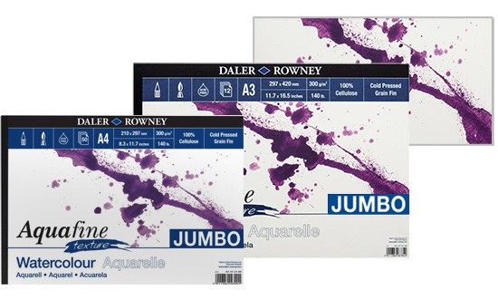 Aquafine Texture, blok akwarelowy Daler Rowney JUMBO A3, 50 ark.