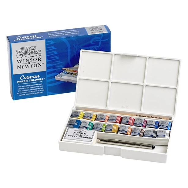 Farby akwarelowe Cotman w kostkach, Deluxe Sketchers pocket box