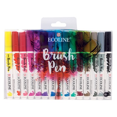 Ecoline Brush Pen, Talens, zestaw 15 kol.
