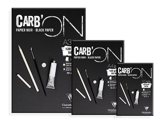 Blok rysunkowy Carb'ON - czarny papier, 20ark. A3, 120g