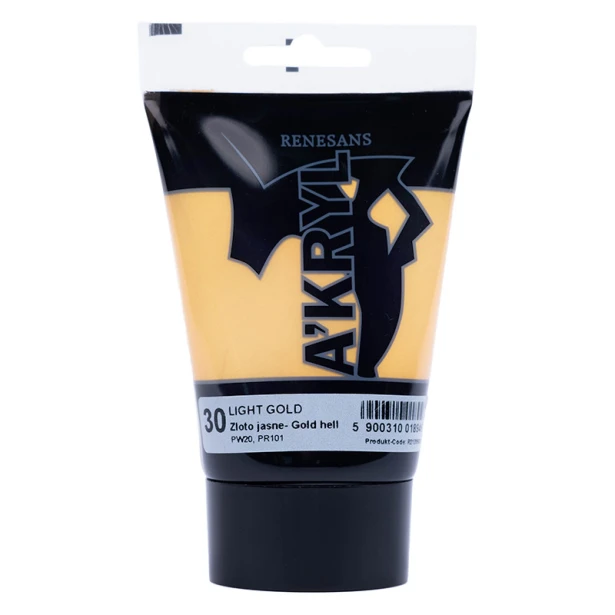 30 Jasne złoto, farba akrylowa A'kryl Renesans 100ml