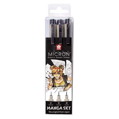 Manga Set, pisaki precyzyjne Pigma Micron, Sakura, 3szt