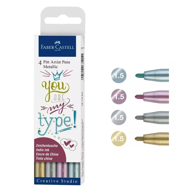 Metallic Pitt Artist Pen, Faber Castell, 4 sztuki
