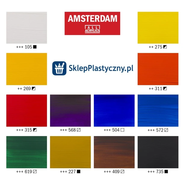 Farby akrylowe Talens Amsterdam, 12 x 20ml