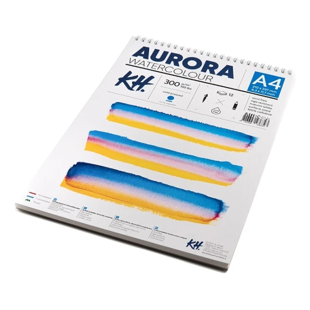 Blok akwarelowy, spirala Aurora CP, A4, 300 g, 12 ark.