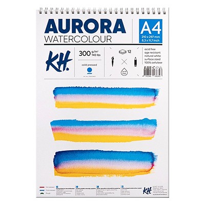 Blok akwarelowy, spirala Aurora CP, A4, 300 g, 12 ark.