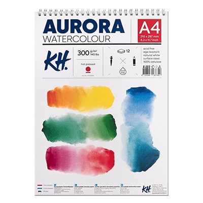 Blok akwarelowy, spirala Aurora HP, A4, 300 g, 12 ark.