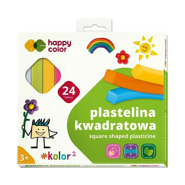 Plastelina kwadratowa Happy Color, 24 kolory