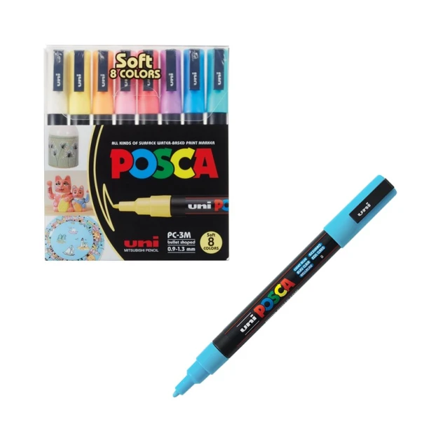 Zestaw pisaków pastelowych Uni Posca 3M, 8 kolorów
