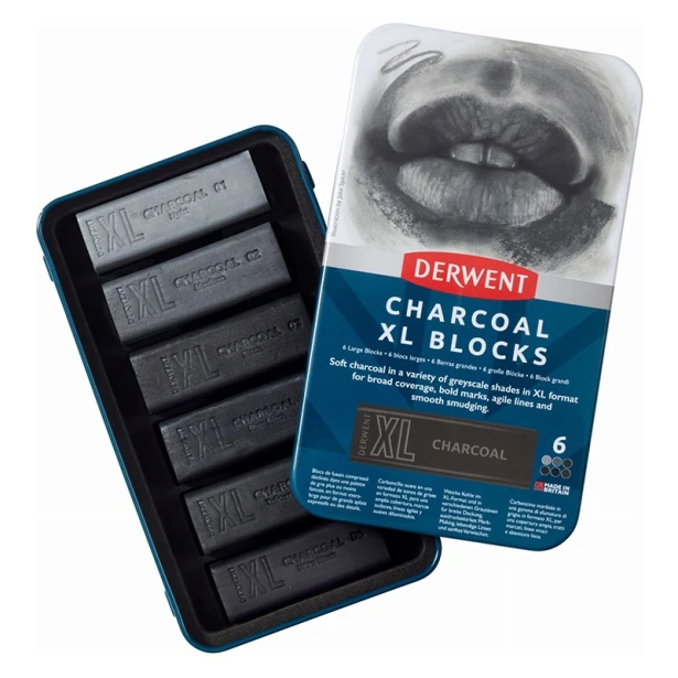 Zestaw Charcoal XL Block Derwent, 6 sztuk