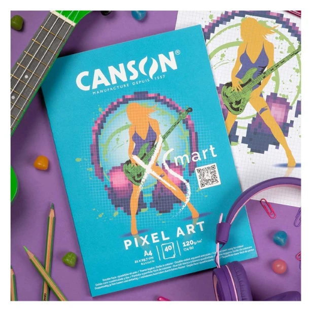 Blok w kratkę XSmart Pixel Art A4, 40 ark. 120 g/m²