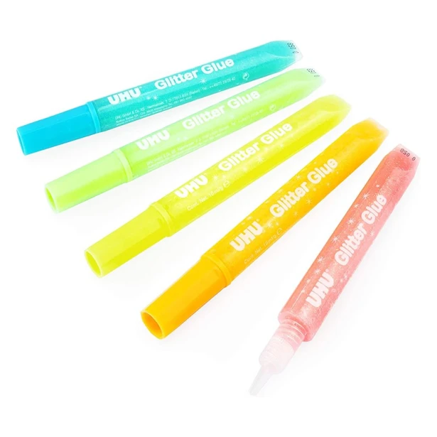Klej z brokatem 'Glow', UHU, zestaw 5 kol. x 10 ml