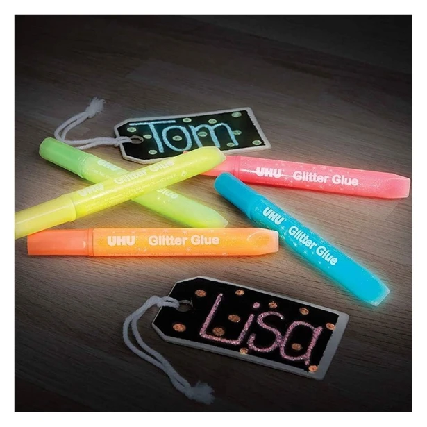 Klej z brokatem 'Glow', UHU, zestaw 5 kol. x 10 ml