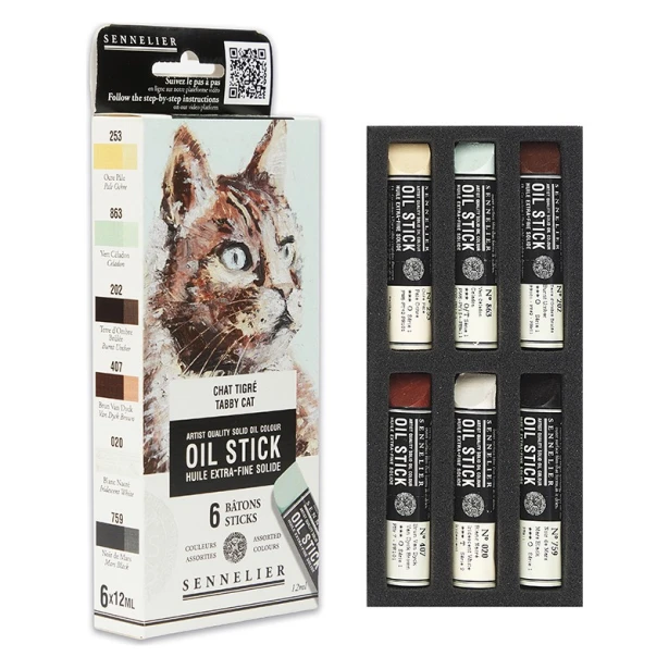 Sztyfty olejne Oil Stick Mini - Tabby Cat, 6 szt.