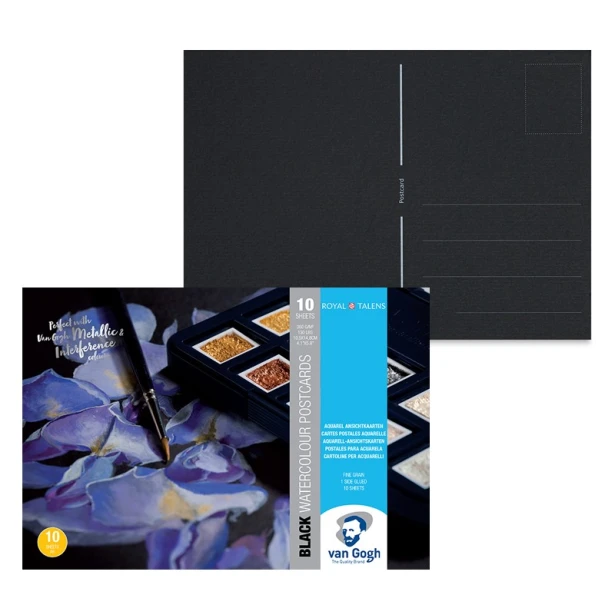 Czarny blok akwarelowy pocztówkowy Van Gogh, 360g, 10 ark. A6