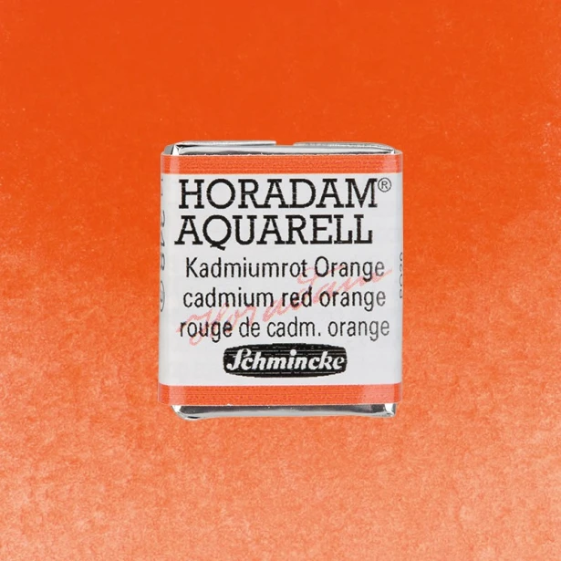 348 Cadmium Red Orange, akwarela półkostka Horadam Schmincke